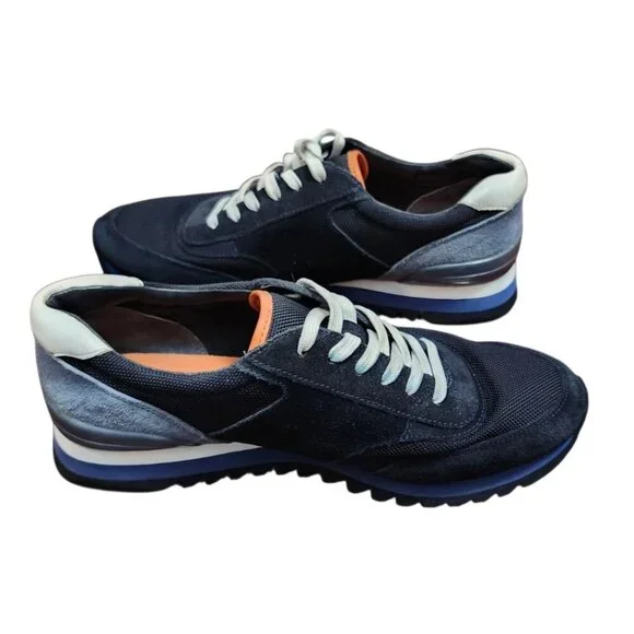 Tory Burch Navy Suede Mesh Sneakers Women’s 9.5 Suede Textile Upper Logo Trainer - Picture 2 of 14